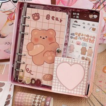 귀여운 곰돌이 캐릭터 6공 다이어리 꾸미기육공 다꾸 선물, 빵곰돌이