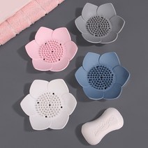 북유럽풍 연꽃 실리콘 고급 비누받침대 2종 세트, 그레이2P