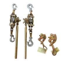 골든픽 전선바이스 깔깔이 장선기 포도바이스 활선용 수동 윈치 풀러 와이어그립 하역공구, 더블훅 연장 텐셔너 3톤