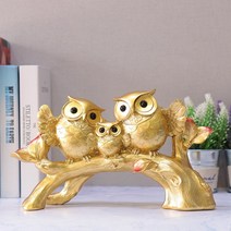 골드디자인 재물듬뿍 골드 부엉이 돈나무 장식품 풍수 인테리어 소품 개업선물, 골드