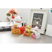 손흔드는 일본 재물 행운상징 고양이 이사 데코 예쁜, 골드 소