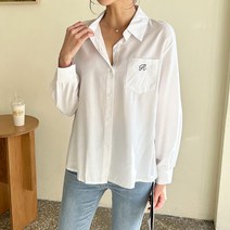 [쏭스타일] 여성용 R자수카라셔츠 긴팔남방