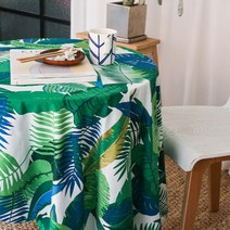 아트박스/레브라이프 화이트 앤 리프 면 식탁보 테이블보 6인용