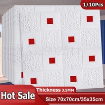 욕실벽보드 대형 판넬 화장실 시트지 3D 스테레오 벽 스티커 셀프 접착 천장 장식 거실 침실 TV 배경 방수 벽지, [03] 35x35 12Pcs, [08] Red