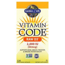 Garden of Life (가든 오브 라이프) Garden of Life Vitamin Code RAW D3 50mcg(2 000IU) 베지 캡슐 120정, 5개