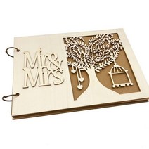 웨딩 방명록 게스트북 결혼식 Mr & 웨딩 게스트 북 맞춤형 소박한 나무 DIY 사진 서명 책 메모리 앨범, 03 20 pages