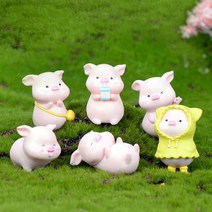 모스트리 분재 유목 활착 수족관 용품 플라밍고 동물 돼지 나무 다육 품 이끼 마이크로, 6개