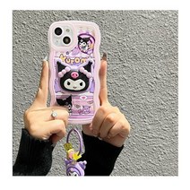 티레오 아이폰 호환 실리콘케이스+쿠로미 페이스 그립톡+쿠로미 페이스 키링 3종세트 캐릭터 무늬 아이폰 12 13미니 14 프로 보호필름 선물용