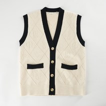 케이초이스 단추 조끼 여성 울 니트 베스트