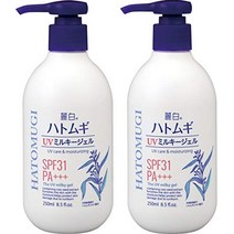 민감피부 선크림 (대량 구매) reishoku hatamugi uv 밀키 젤 8.5 fl oz(250 ml) x 2 자외선 차단제 8.5 fl oz(250 ml) x 2