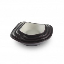 투톤 멜라민 둥근 사각접시(4sizes)-한식 한정식 퓨전 레스토랑 업소용 멜라민그릇, PP블랙브라운