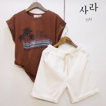사라 여성용 밴딩 롤업 스판 4부 린넨 반바지