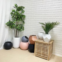 루아데코 마블 공 오각 원형 가로줄 공 화분 공모양화분 달항아리 마블 볼 동글 인테리어 셀프 분갈이 모던 거실 카페, 블랙