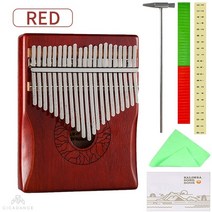 비파 악기 21 key kalimba 17 keys 엄지 피아노 calimba 마호가니 protable 키보드 학습 도서 액세서리 선물과, 21 키 레드