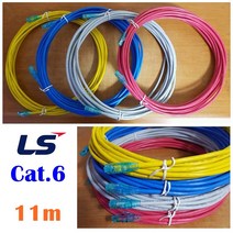 LS전선 UTP CAT6 블루RJ45 랜케이블 11m(제작상품), 레드(크로스), 1개
