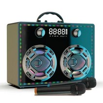 블루투스 무선스피커 버스킹스 자전거스 휴대용 미니 거실스피커 홈 시어터 서브우퍼 무선 가라오케 스피커 알람 시계 라이트 사운드 카드 기능, 마이크 2개