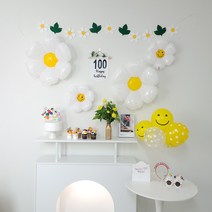 GAM 데이지플라워 에이지배너 숫자 1부터 100까지 전부 다 드림 공기주입기 생일카드 생일안경 생일머리띠, 데이지플라워 에이지배너 풀세트