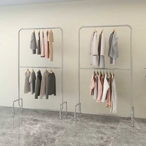 이동식 행거 2단 철제 옷장 선반 행가 스테인리스, 120 x 180cm