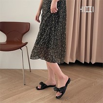 [에피소드블랑] 여자 왕리본 레더 플랫 슬리퍼 1.5cm