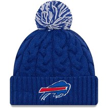 New Era 여성용 NFL 공식 코지 케이블 니트 커프 폼 비니 모자 애리조나 카디널스 레드, One Size, Buffalo Bills Blue
