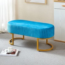 유럽풍 베드벤치 쇼파 북유럽 의자 엔틱 카페 가죽 거실 미드센추리 벨펫 긴스툴, 180X 40X 45cm, 레이크블루