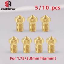 분무기 고익 고압 M6 스레드 노즐 풀 메탈 0.2/0.3/0.4/0.5/0.6mm 1.75/3.0mm 필라멘트 V5 V6 핫 엔드 압출기 3D 프린터용 5/10 개, 0.3mm_5PCS - 3.0mm