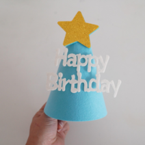 미니 꼬깔모자 펠트모자 생일모자 파티모자 스마일모자 강아지 생일모자, 하늘
