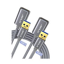 JSAUX 2Pack 10FT+10FT USB 3.0 Extension Cable Type A Male to Female USB Extender Cord Nylon Braided, Grey