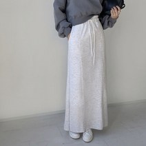 (기모 선택) 도톰 기모 코튼 뒤트임 맥시 롱 스커트
