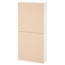 이케아 베스토 벽수납장+도어2 - 화이트/비에르셰비켄 자작나무무늬목 60x22x128 cm