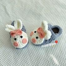 신생아 아기 토끼 코바늘 신발 뜨기 DIY 태교 뜨개질, 그레이