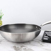 공장 벌집 프라이팬 우수한 스테인레스 스틸 프라이팬 팬 프라이팬 양면 선물 도매, 뚜껑없는 프라이팬_34Cm