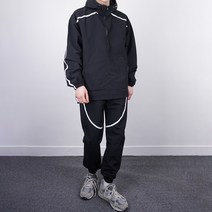남자 오버핏 아노락세트 커플트레이닝복 스카치 밴딩 조거팬츠 스웻 셋업 회색트레이닝복