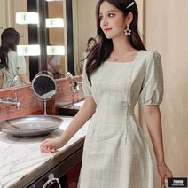 가바바 여성 원피스 허리는 잡아주고 어깨 볼륨으로 얼굴은 소멸 미니원피스 G45602
