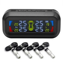타이어 공기압 센서 에어 게이지 측정기 태양광 디지털 스마트 자동차 TPMS 압력 모니터링 시스템 TMPS LCD 디스플레이 자동 보안 알람, [06] Red Blue Internal, 06 Red Blue Internal
