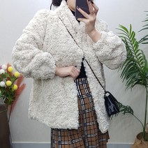 제이후 페이크 에코퍼 부드럽고 따뜻한 안감 누빔 퍼 자켓