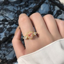 러블리 하트 큐빅 오픈 링 반지 세트 악세사리 써지컬 스틸 스타일 데일리 패션 레이어드 포인트 우정링