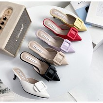 국내제작 빅버클 스틸레토 뮬 미들힐(5cM)