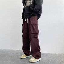커플룩 카고 팬츠 하이웨이 슬랙스 구제 남녀 멀티 포켓 일자 팬츠 선물