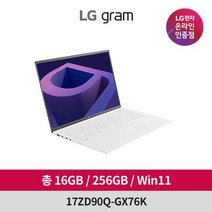 LG전자 그램 17ZD90Q-GX76K [윈11 16GB 256GB], 없음