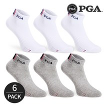 PGA 골프 스포츠 여성 넥배색 바닥패턴 발목양말 6족세트 화이트 그레이, FREE, 6족세트_MX