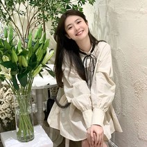 가을 브이넥 원피스 Sang Zhi 같은 스타일 일본 셔츠 인형 스커트 공주 첫사랑 어린