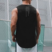 마라톤싱글렛 마라톤 상의 민소매 육상복 육상유니폼 Muscleguys 체육관 탱크 탑 남성 보디 빌딩 싱글 렛 피트니스 스트링거 셔츠 메쉬 빠른 건조 Sportwear 근육 조끼, L, Black