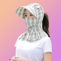 여성 넥마스크 캡모자 후드형 쿨 얼굴 햇빛 차단 목 가리개 썬캡 면 레저 자전거 라이딩