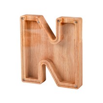 알파벳 동전 수집 저금통 상자 투명 돈통 종이학 전시 나무 우드 장식품 A to Z, N