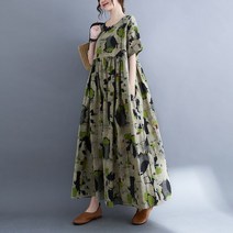 중년 여성 빅사이즈 여름 라운드 프린트 반팔 롱 원피스 중년여성의류 마담 4060 엄마옷 미시옷 아줌마옷 할머니옷 홈웨어 휴양지 홈드레스