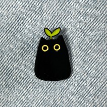 BC256 검은고양이 머리새싹 배지 뱃지 브로치