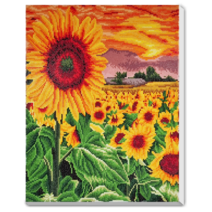 송화그래픽 DIY 보석십자수 캔버스형 50 x 40cm 키트 1세트, 노을지는 해바라기 꽃밭