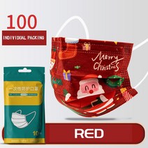 [BUBA MALL] 크리스마스 일회용 마스크, 스노우맨 레드, 100