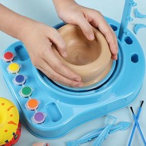 가정용 미니도자기 화분만들기 물레공예진흙 기계세트, 블루